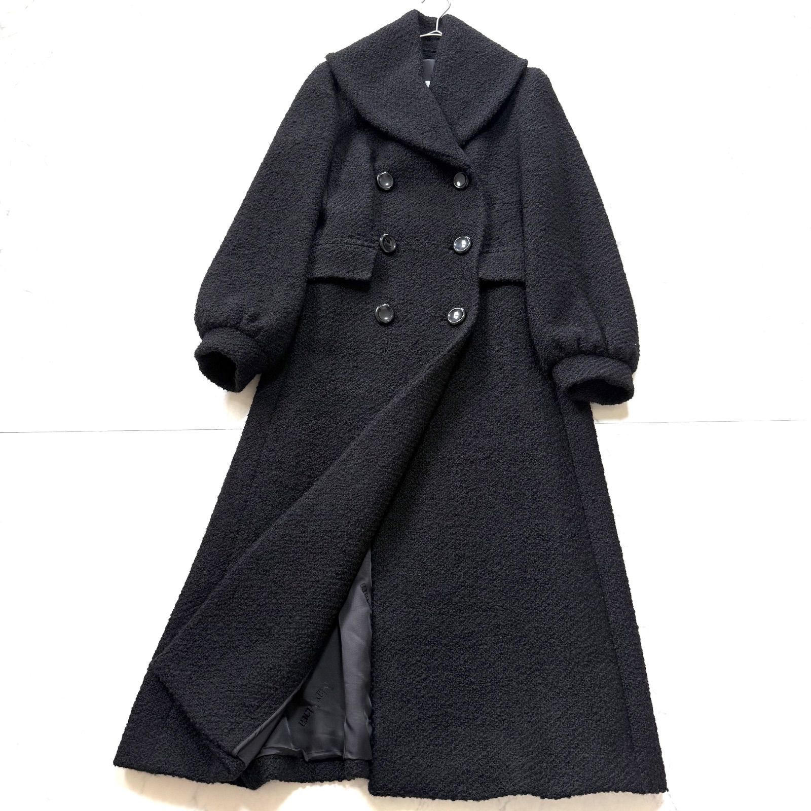 美品 白タグ MaxMara バージンウール ダブルブレストコート 40 黒