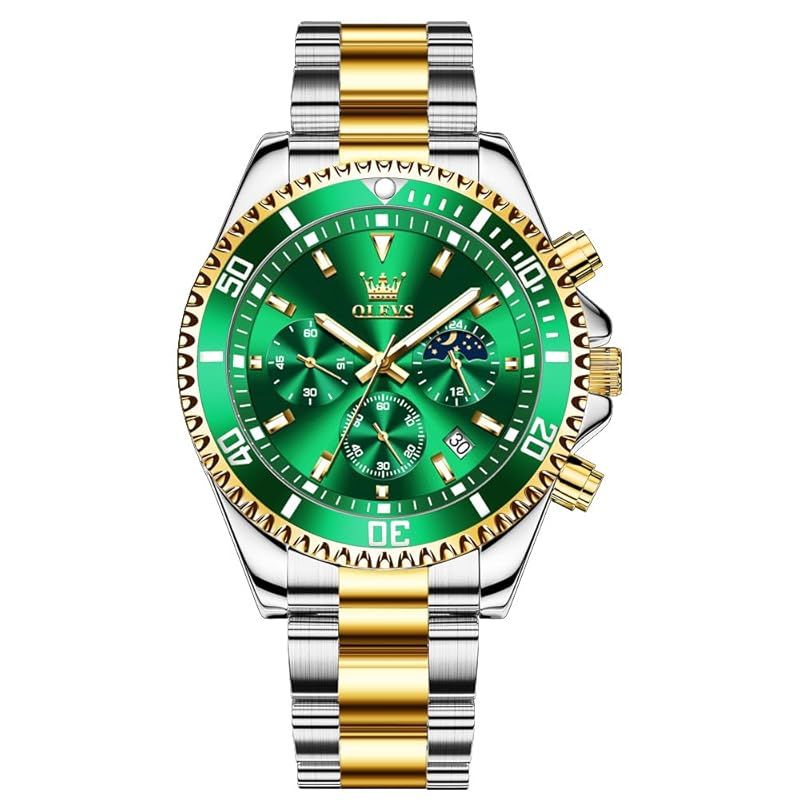 【新品】 OLEVS メンズ 腕時計 ステンレス バンド デイト デイト表示 クロノグラフ 40mm ビジネス フォーマル 防水 10気圧 ゴールド ブルー ホワイト 3色 父の日 プレゼント 就職祝い