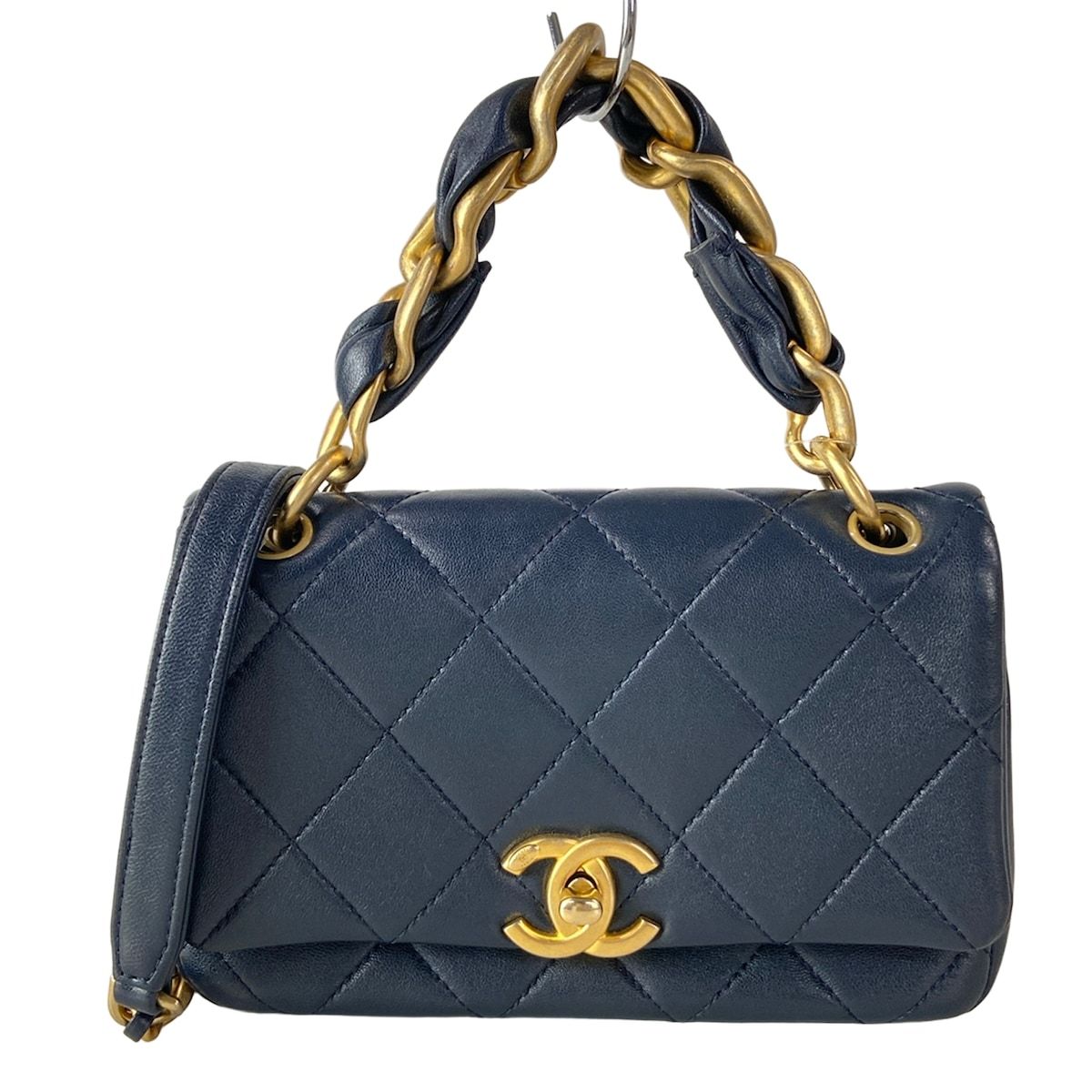 シャネル ショルダーバッグ美品 ミニマトラッセ ダークネイビー 2WAY 