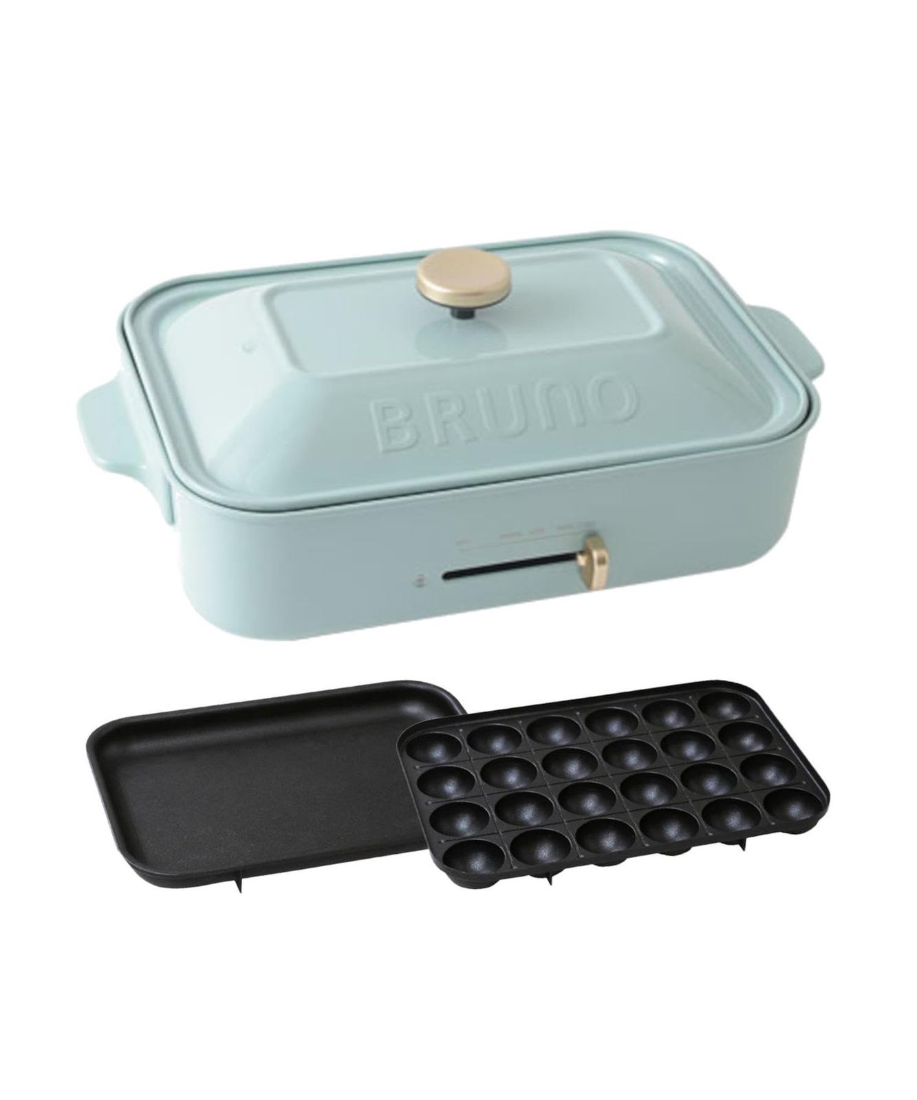 BRUNO ブルーノ コンパクトホットプレート 本体 プレート2種(たこ焼き 平面) ブルーグレー Blue gray おしゃれ かわいい これ1台 蓋 ふた付き 1200w 温度調節 洗いやすい 1人 2人 3人用 小型 小さいサイズ 少人 0d9c1b6c