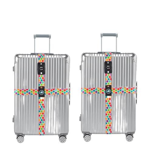 一目で識別！目立つスーツケースベルト TSA税関ロック 海外旅行 十字型 -耐衝撃-5cm幅広-長さ調節 20-32インチ対応 伸縮 荷造バンド 2個セット ハニカム柄as aa9380c0