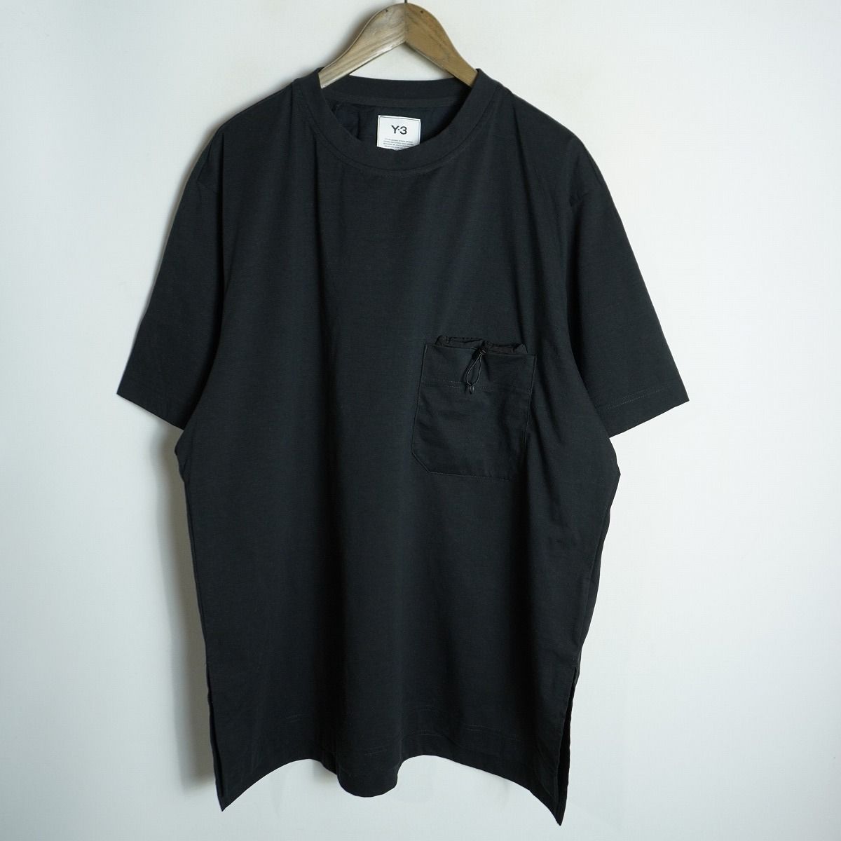 美品 Y-3 ワイスリー ( adidas Yohji Yamamoto ヨウジヤマモト) PAPER JERSEY POCKET TEE GV4244 ペーパーTシャツ 半袖カットソー M黒3601Q♪