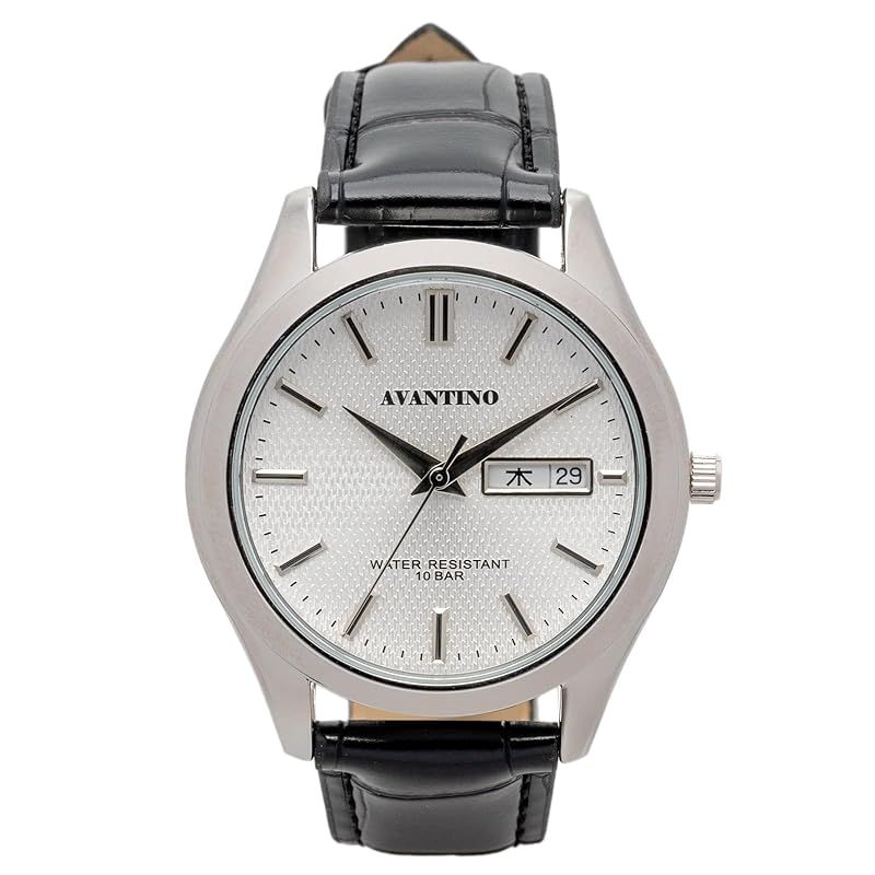 【新品】 CREPHA(クレファー) メンズ腕時計 アバンティーノ 37mm 10気圧防水 日本製ムーブメント レザーバンド クォーツ ブラック