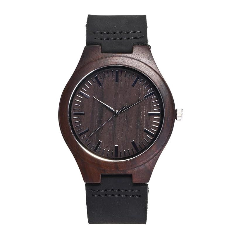 【新品】 RORIOS watch カップル木製クオーツ時計 黒檀 天然木 本革バンド 人気 ペア腕時計 男性/女性用 おしゃれ 個性的 カジュアル ビジネス 軽量 出張 通勤 通学 黒檀レディース