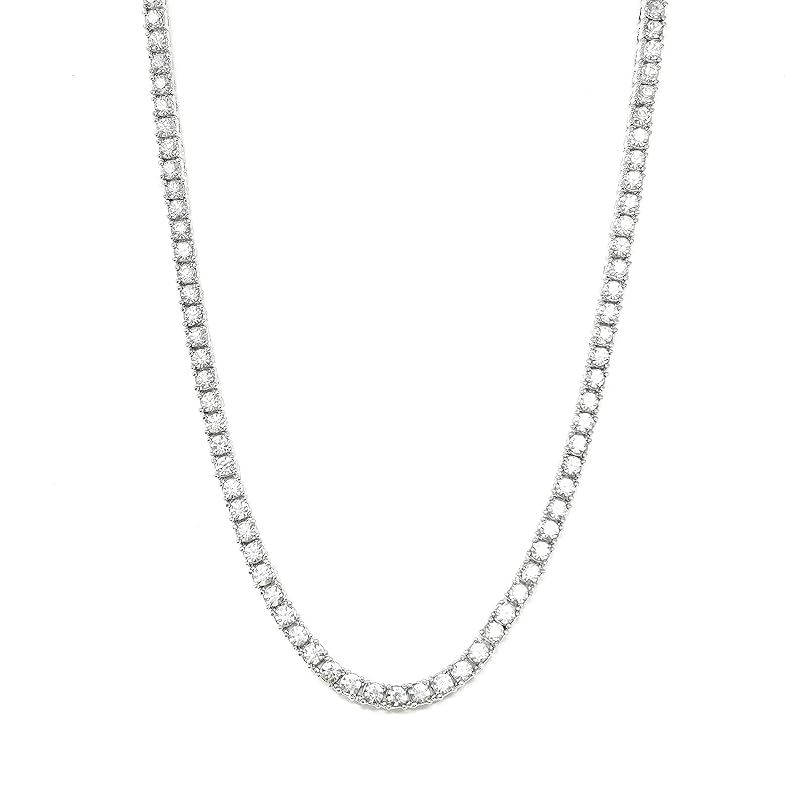 【新品】 [Puente] テニスネックレス メンズ レディース ネックレス CZダイヤ キュービックジルコニア チェーン テニスチェーン チェーンネックレス ヒップホップ HIPHOP B系 ストリート ストリート系 ブリンブリン シルバー 4mm 45cm