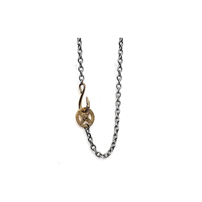 【新品】 [silver KYASYA]太角チェーンセット イーグルフック チェーンネックレス フェザーネックレス チェーン 太め 全てステンレス素材！ (ゴールドフック、50cm)