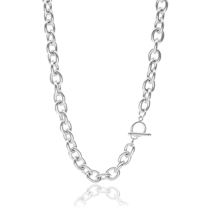 【新品】 [Puente] マンテルネックレス チェーン 幅 12mm 40cm ステンレスネックレス マンテル 金属アレルギー対応 チェーンネックレス マンテルチェーン レディース シルバーネックレス マンテルチェーンネックレス ステンレス シルバー 鎖 (
