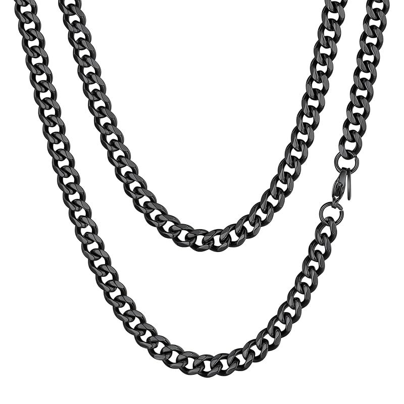 【新品】 [ChainsHouse] ネックレス メンズ チェーンのみ サージカルステンレス 喜平 金属アレルギー ブラック 黒 71cm 6mm アクセサリー