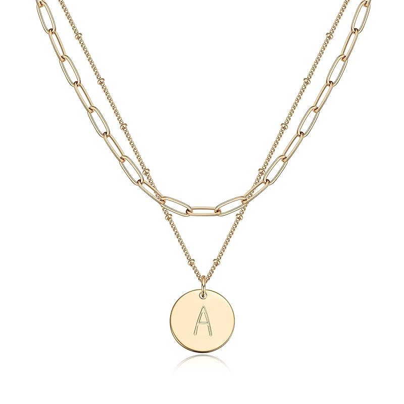 【新品】 [Fettero] ネックレス チェーン 金属アレルギー対応ネックレス 人気 14Kゴール A～Zの文字 (A)