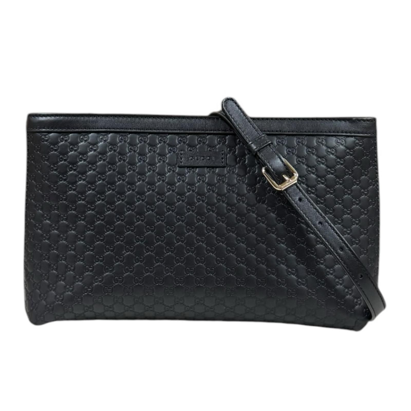 グッチ アウトレット品 マイクログッチシマ ショルダーバッグ レザー 607723 ブラック レディース GUCCI 中古 グッチ