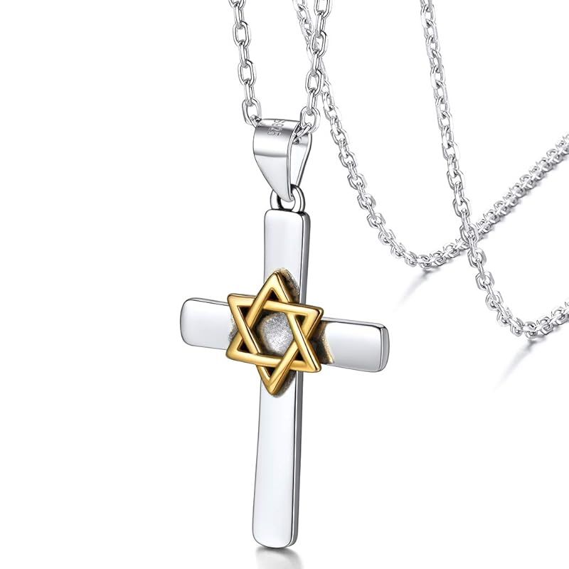 【新品】 Silvora ダビデの星 十字架 ネックレス クロス シルバー925 ヘキサグラム 六芒星 レディース メンズ アクセサリー