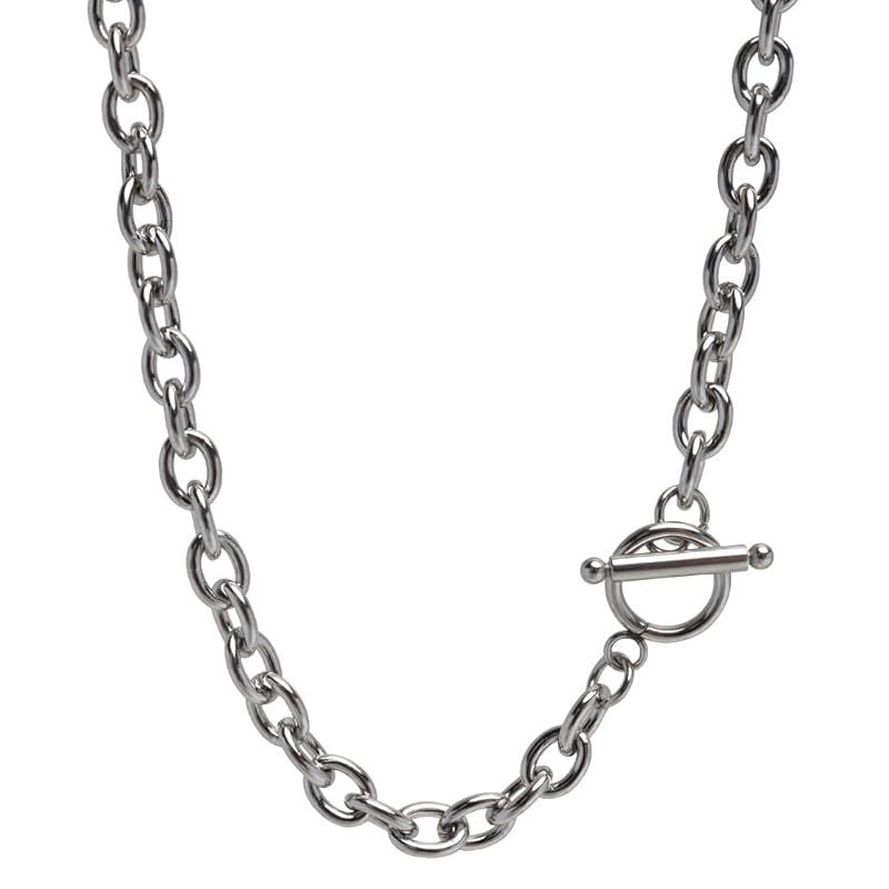 【新品】 [silver KYASYA]太幅 ステンレス チェーンネックレス メンズ レディース マンテル シルバー 銀色 あずきチェーン シンプル 50cm (幅：6mm、長さ：50cm)