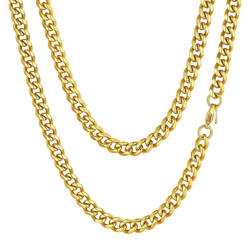 【新品】 [ChainsHouse] ネックレス メンズ チェーンのみ サージカルステンレス 喜平 ゴールド k18 金属アレルギー 46cm 6mm アクセサリー