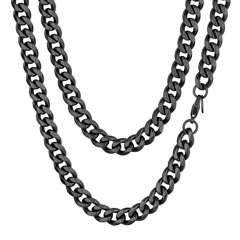【新品】 [ChainsHouse] ネックレス メンズ チェーンのみ サージカルステンレス 喜平 金属アレルギー ブラック 黒 66cm 9mm アクセサリー