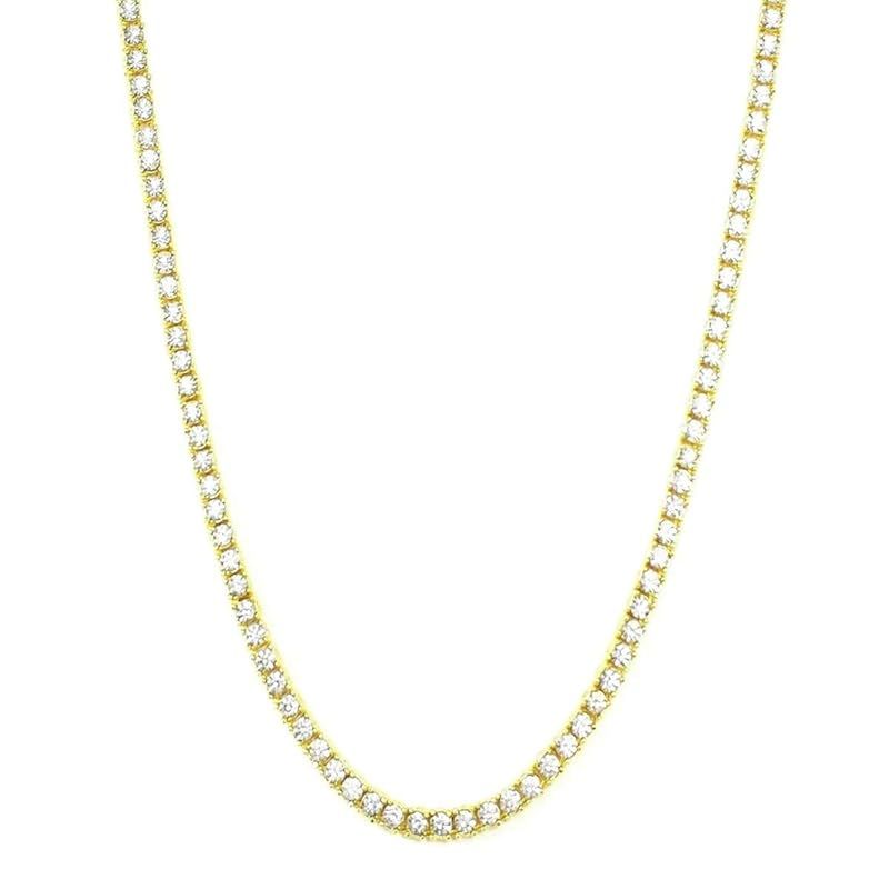 【新品】 [Puente] テニスネックレス メンズ レディース ネックレス CZダイヤ キュービックジルコニア チェーン テニスチェーン チェーンネックレス ヒップホップ HIPHOP B系 ストリート ストリート系 ブリンブリン ゴールド 金 金色 3mm