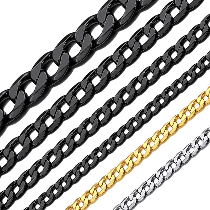 【新品】 [ChainsHouse] 喜平 ネックレス チェーンのみ メンズ サージカルステンレス ブラック 黒55cm 4mm シンプル アクセサリー