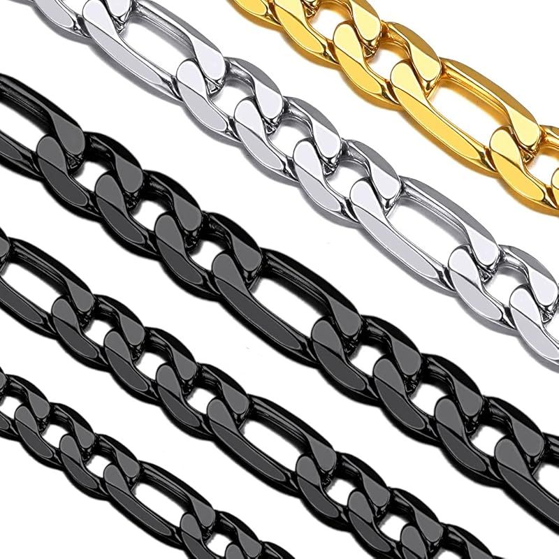 【新品】 [Suplight] ネックレス メンズ チェーン ステンレス フィガロチェーンネックレス レディース ブラック 黒 6mm 55cm アクセサリー