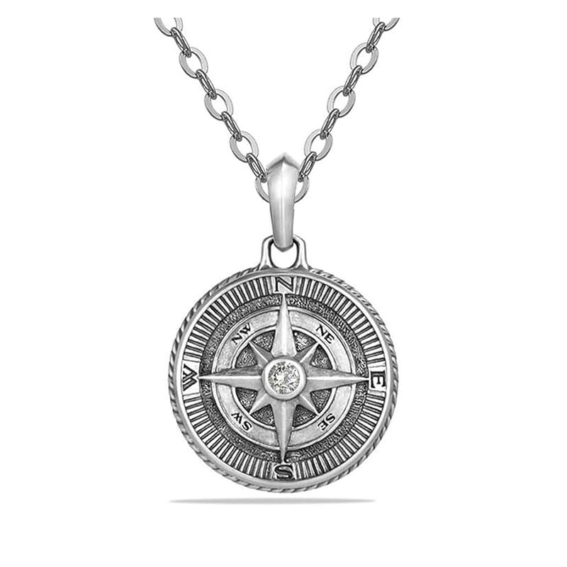 【新品】 [RSTJBH] 女性男性のシルバーカラー八角星ラウンドネックレスチェーンジュエリーのためのクロスペンダントネックレス (Metal Color : Silver)