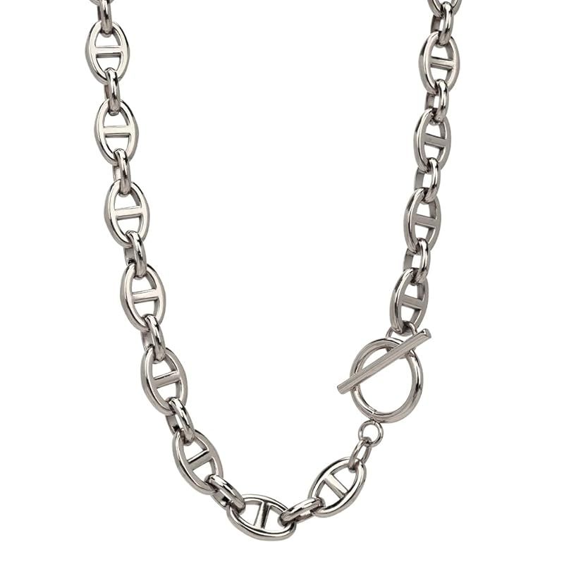 【新品】 [silver KYASYA]ステンレス アンカーチェーンネックレス マンテルネックレス 8mm ゴールド シルバー 鎖 錨 人気 トレンド 流行り お洒落 おしゃれ 金属アレルギー対応（シルバー）