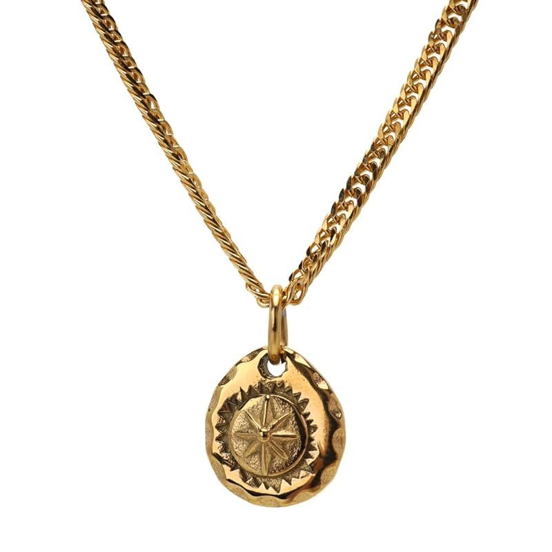 【新品】 [silver KYASYA]ステンレス 太陽神ネックレス 18KGP ミニペンダントネックレス ゴールドネックレス 金 ゴールド ネイティブ 太陽 サン ゴッド ラグジュアリー ダブル喜平チェーン 映える メンズ 男性 お洒落 人気 トレンド 流行