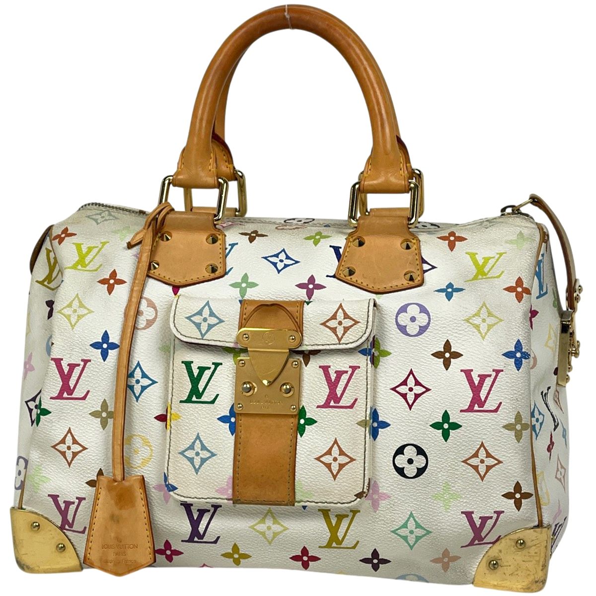 ルイ・ヴィトン Louis Vuitton スピーディ30 ボストンバッグ 手提げ ハンドバッグ モノグラムマルチカラー ブロン(ホワイト) M92643 レディース 【中古】