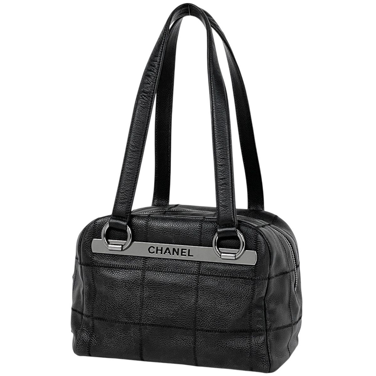 シャネル CHANEL チョコバー ハンドバッグ レザー ブラック レディース 【中古】