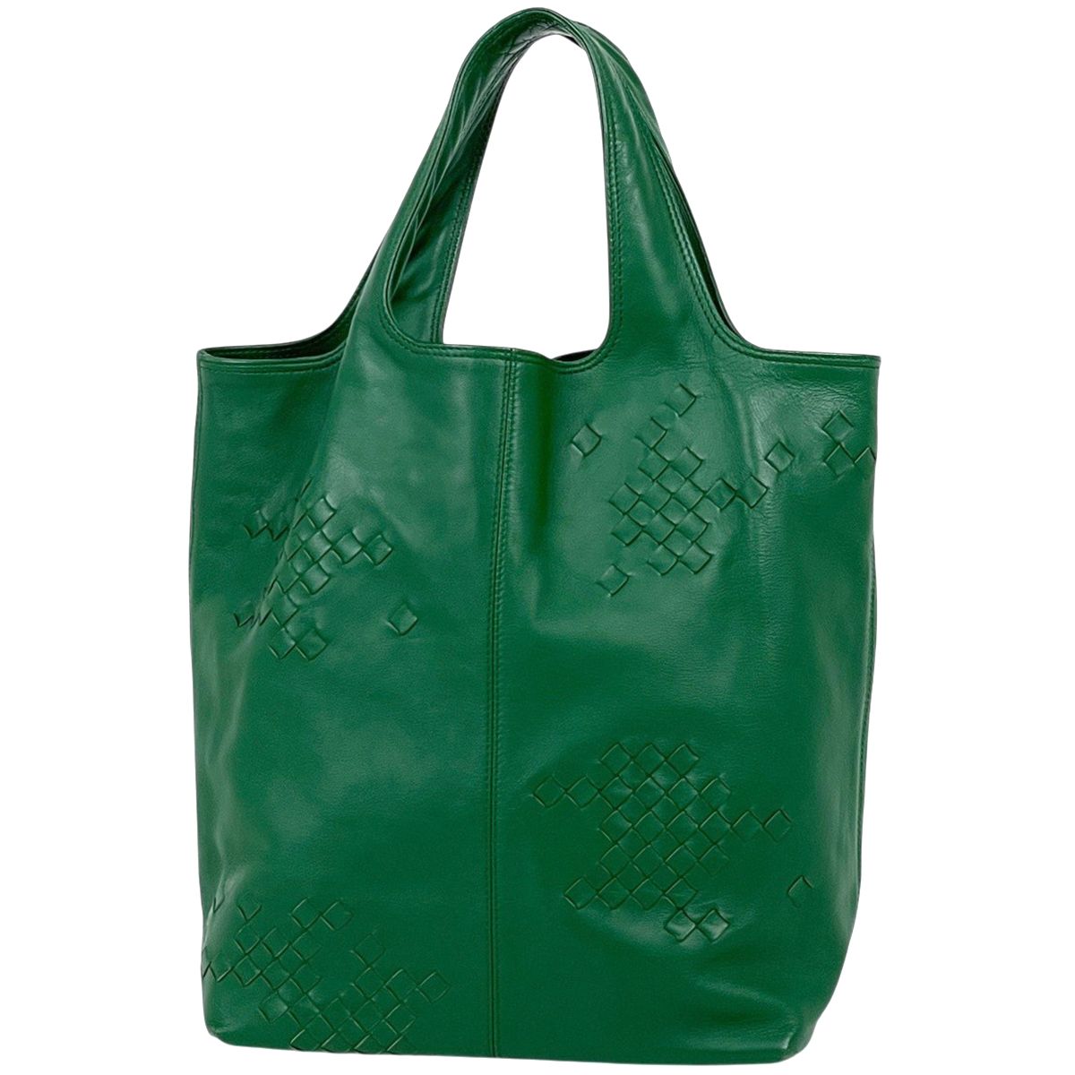 ボッテガヴェネタ BOTTEGAVENETA イントレチャート ハンドバッグ レザー グリーン レディース 【中古】