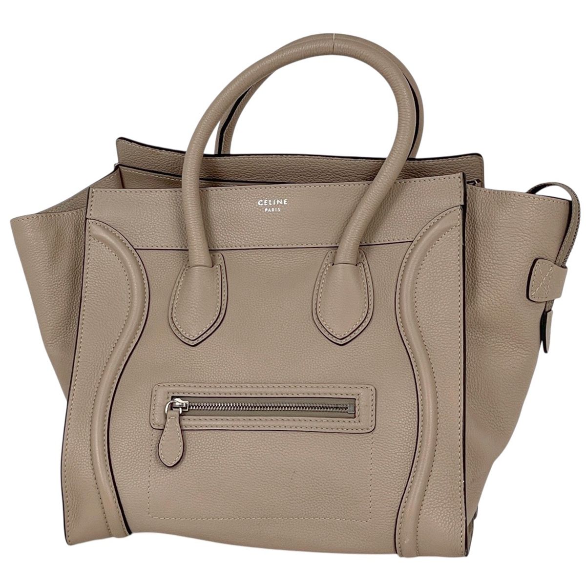 セリーヌ CELINE ラゲージ ミニショッパー ハンドバッグ レザー ベージュ レディース 【中古】