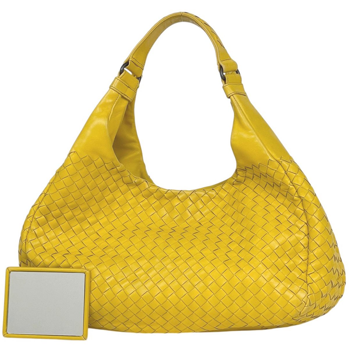 ボッテガヴェネタ BOTTEGAVENETA イントレチャート ハンドバッグ レザー イエロー 125787 レディース 【中古】