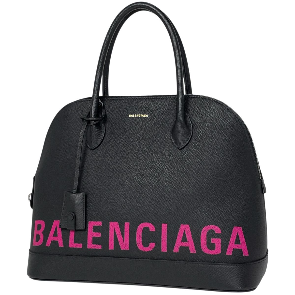 バレンシアガ BALENCIAGA ヴィル トップハンドルM ハンドバッグ レザー ブラック 519036 レディース 【中古】