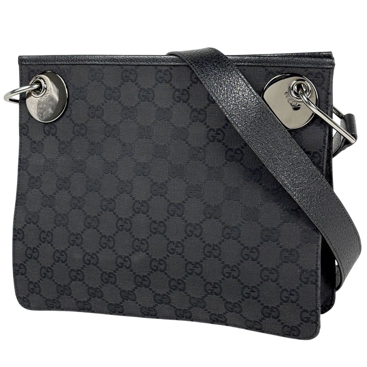 グッチ GUCCI GG柄 ショルダーバッグ GGキャンバス ブラック 120841 レディース 【中古】