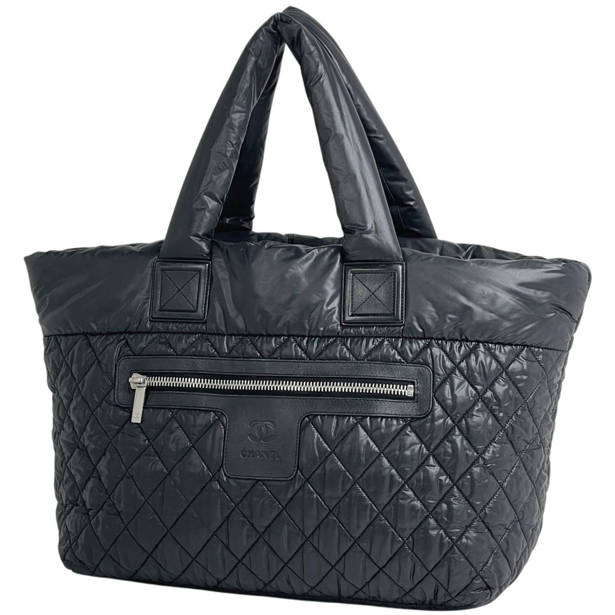 シャネル CHANEL コココクーン ラージ トートバッグ ココマーク ナイロン ブラック レディース 【中古】