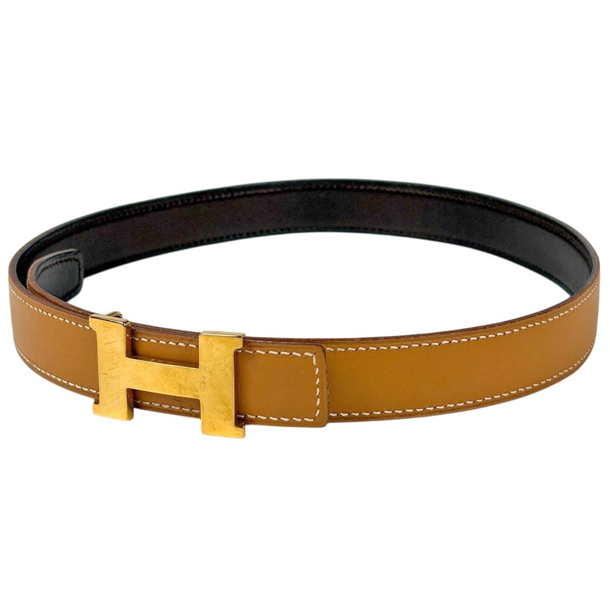 エルメス HERMES コンスタンス リバーシブル Hベルト □D刻印 レザー ブラウン レディース 【中古】