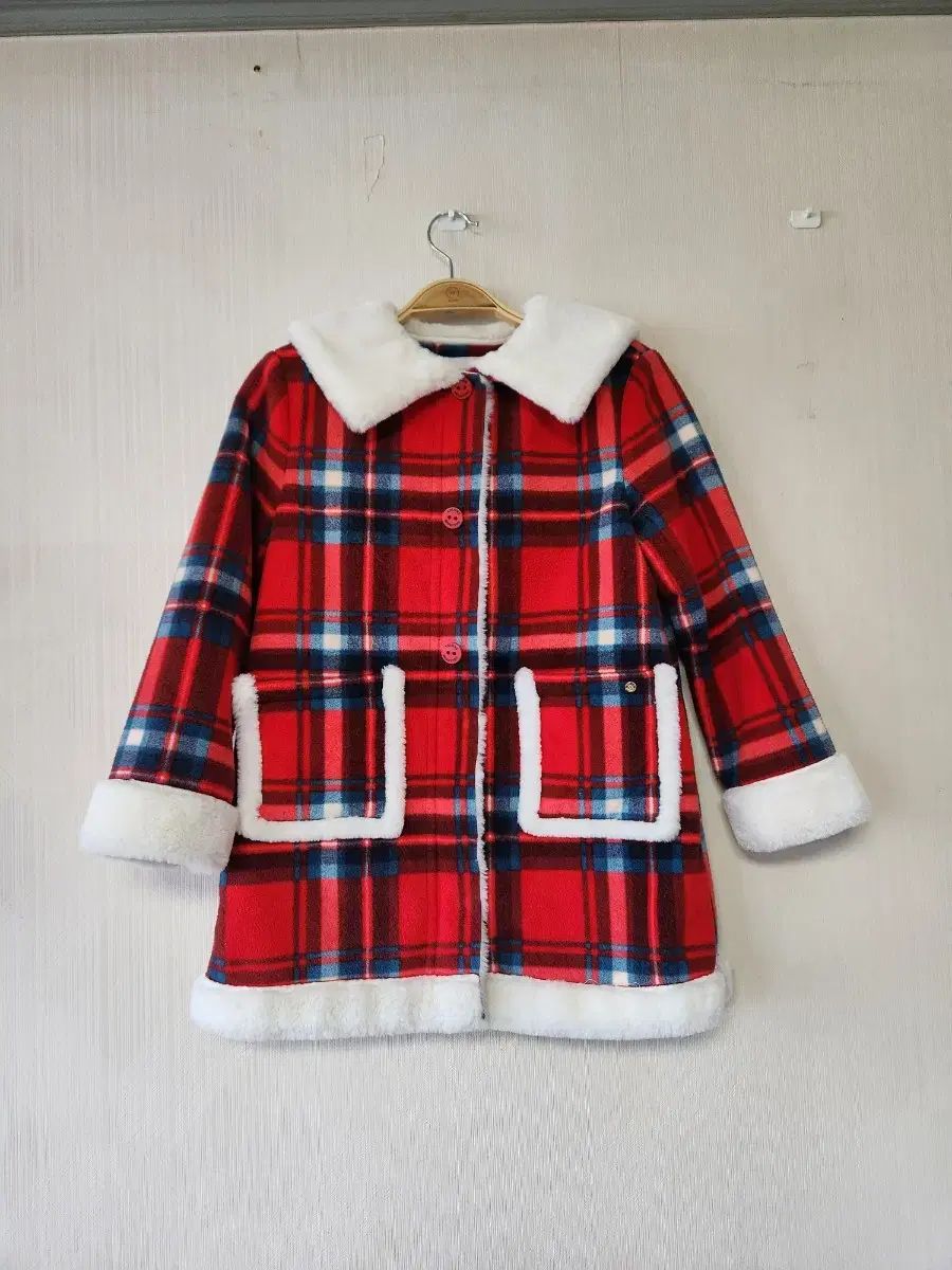 ベネトン キッズ セーラー CHECK ムートン コート 140