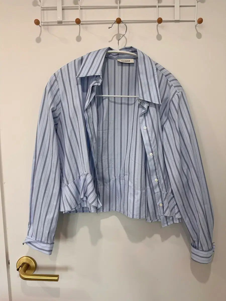 サンドロ sandro ブラウス シャツ ストライプ ブルー スカイブルー カラ