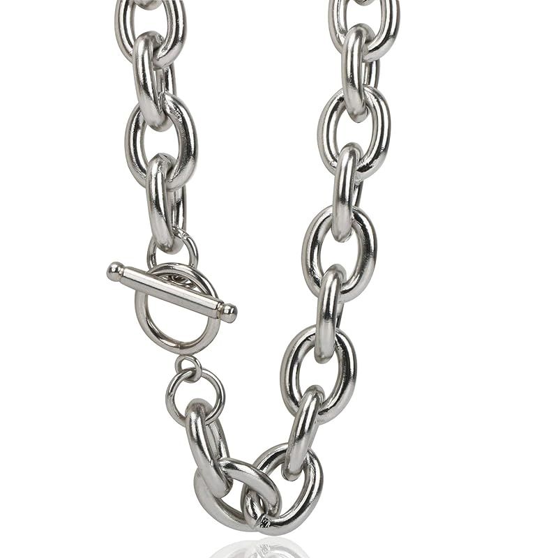 【新品】 [silver KYASYA]太幅 ステンレス チェーンネックレス メンズ レディース マンテル ネックレス シルバー 銀色 あずきチェーン シンプル ネックレス 50cm (幅：11mm、長さ：50cm)
