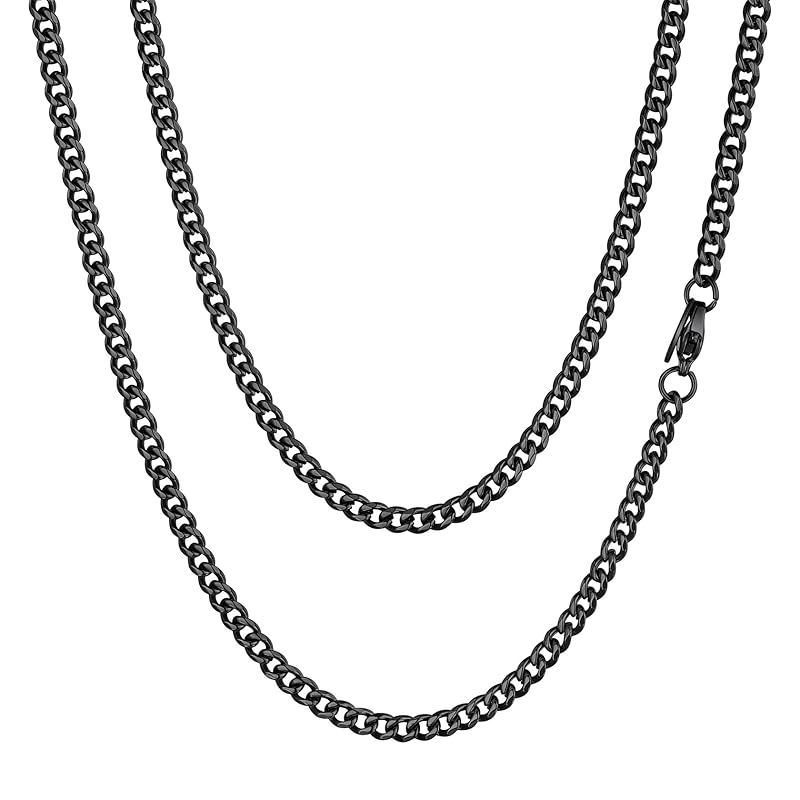 【新品】 [ChainsHouse] ネックレス メンズ チェーンのみ サージカルステンレス 喜平 金属アレルギー ブラック 黒 61cm 3mm アクセサリー