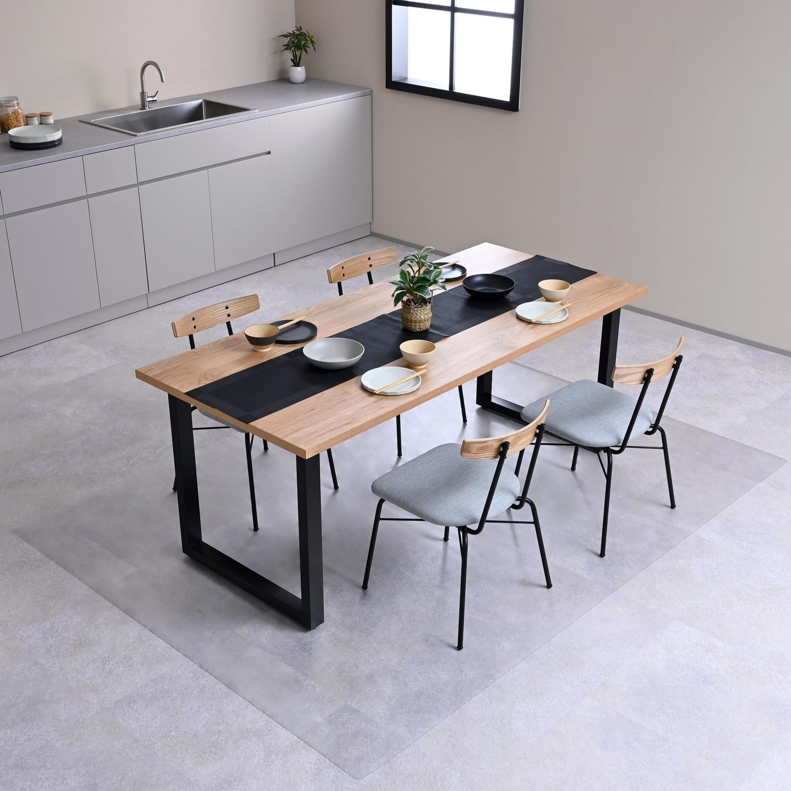山善(YAMAZEN) ダイニングマット 透明 フロアマット 耐水 耐熱 幅180×奥行240cm 1.35mm厚 キズや汚れに強い PVC クリア OFM-1824(S)Ju adcc13a2