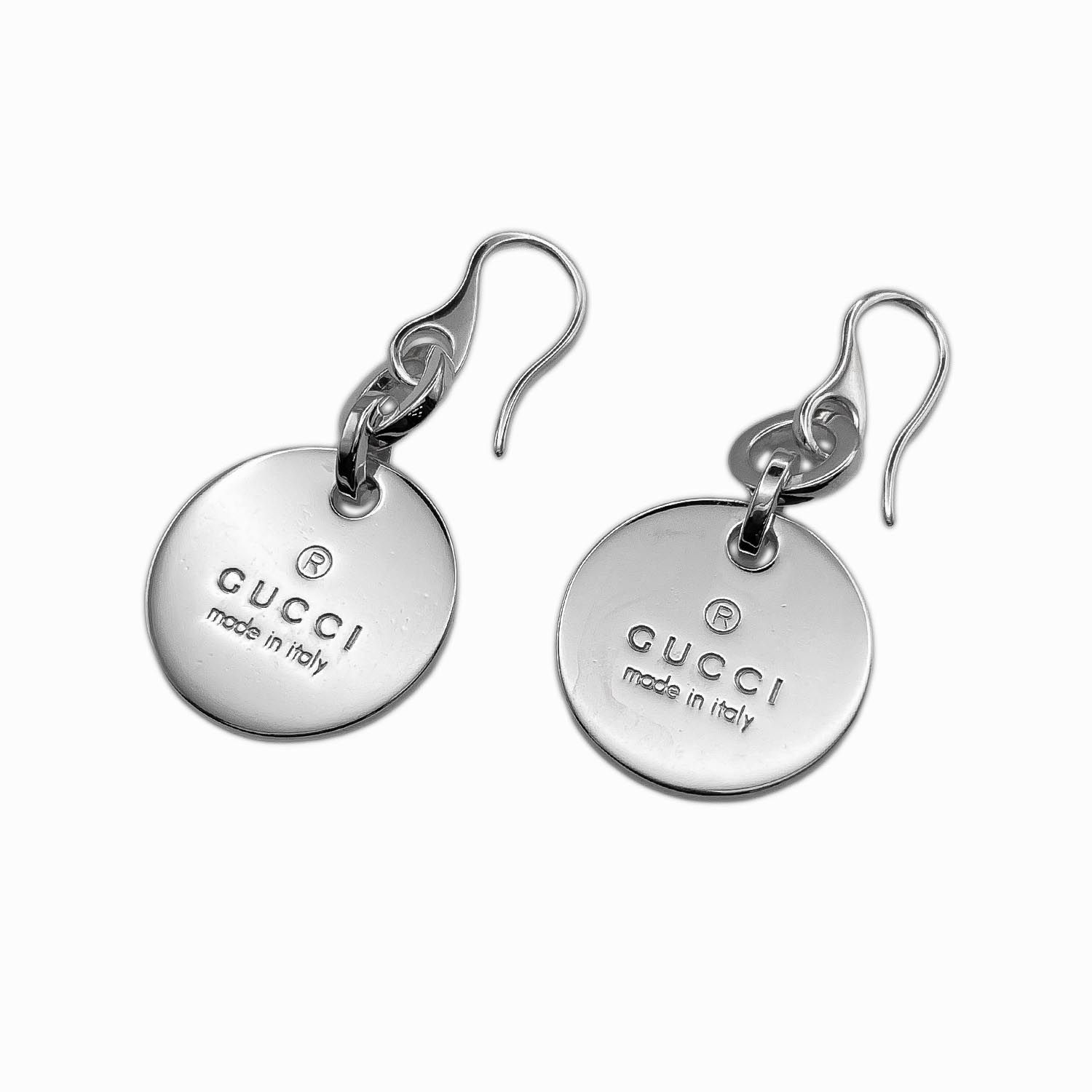 GUCCI グッチ ロゴ ラウンド プレート ピアス ティアード スイング SV925 シルバー 新品仕上済 ユニセックス 【中古】