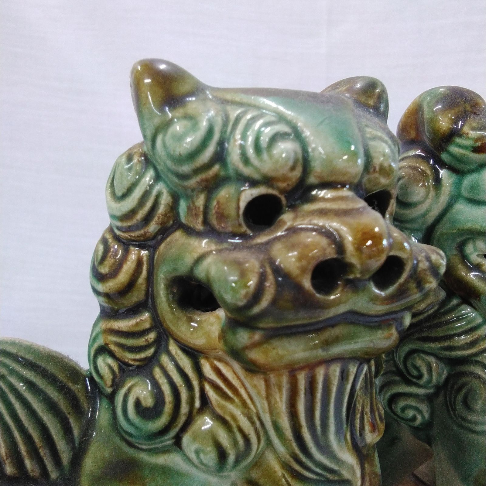 陶器製 狛犬 置物 魔除け 縁起物 阿吽 アジア・オリエンタル