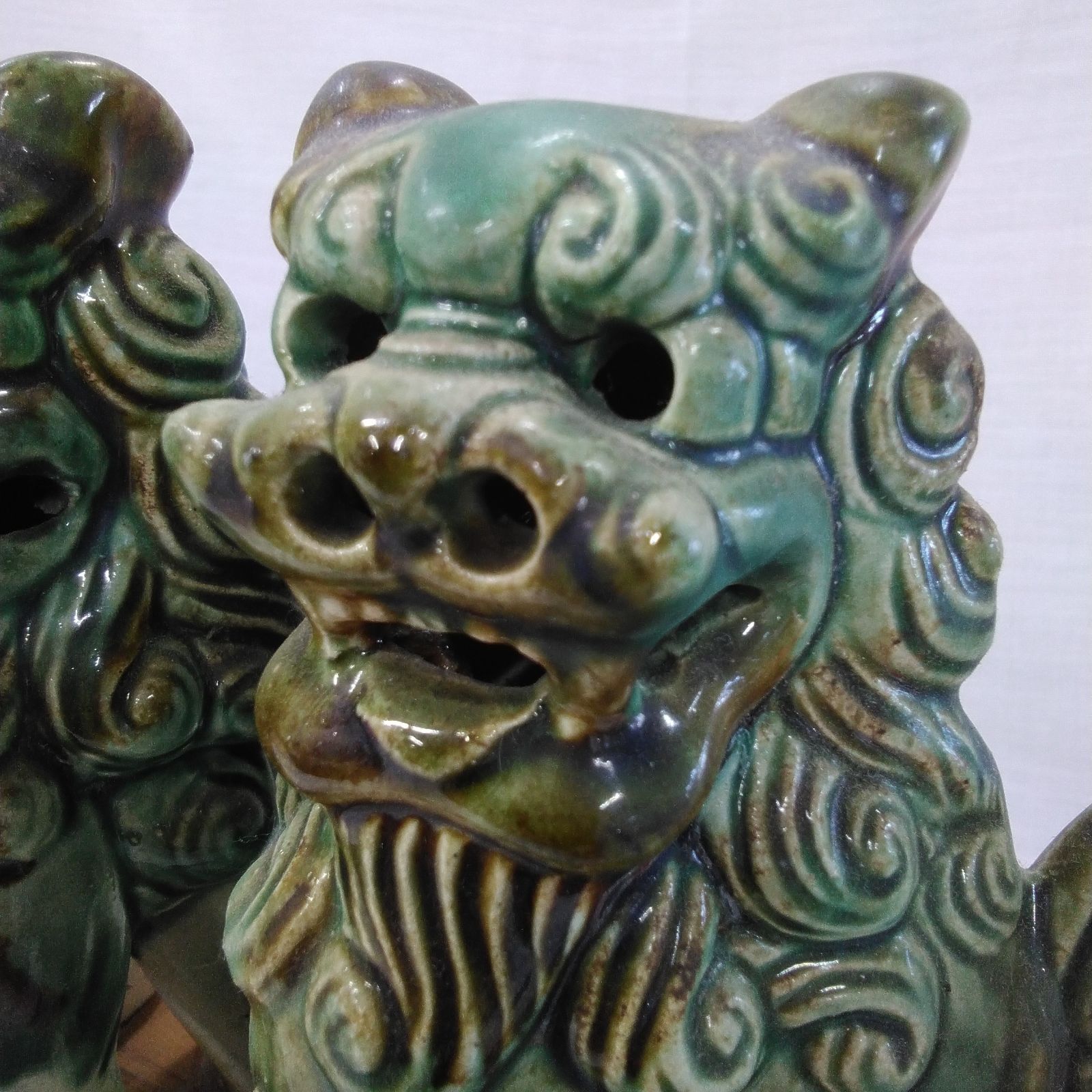 陶器製 狛犬 置物 魔除け 縁起物 阿吽 アジア・オリエンタル