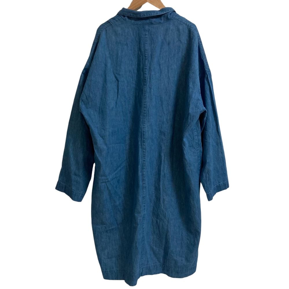 美品pas de calais ダークグレー ロングコート 36 美品 pas de calais パドカレ 綿麻デニムコート サイズ36 ブルー