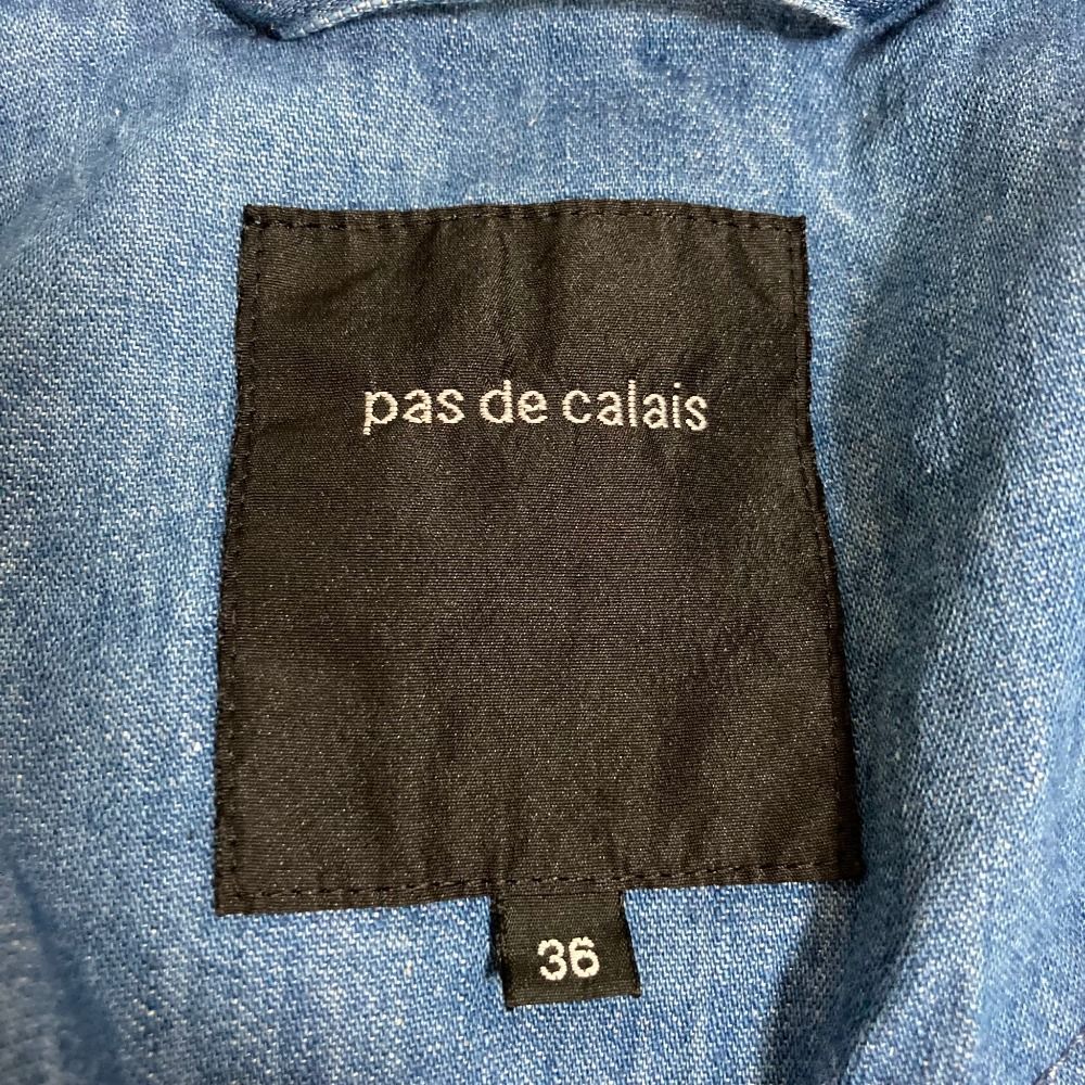 最終お値下げ！pas de calais デニムジャケット 36 美品 pas de calais パドカレ 綿麻デニムコート サイズ36 ブルー