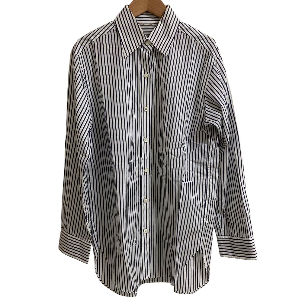 美品 24SS Deuxieme Classe ドゥーズィエムクラス Ivy Style シャツ ストライプ ロングスリーブ ブラウス ブルー×ホワイト レディース 古着 中古 USED
