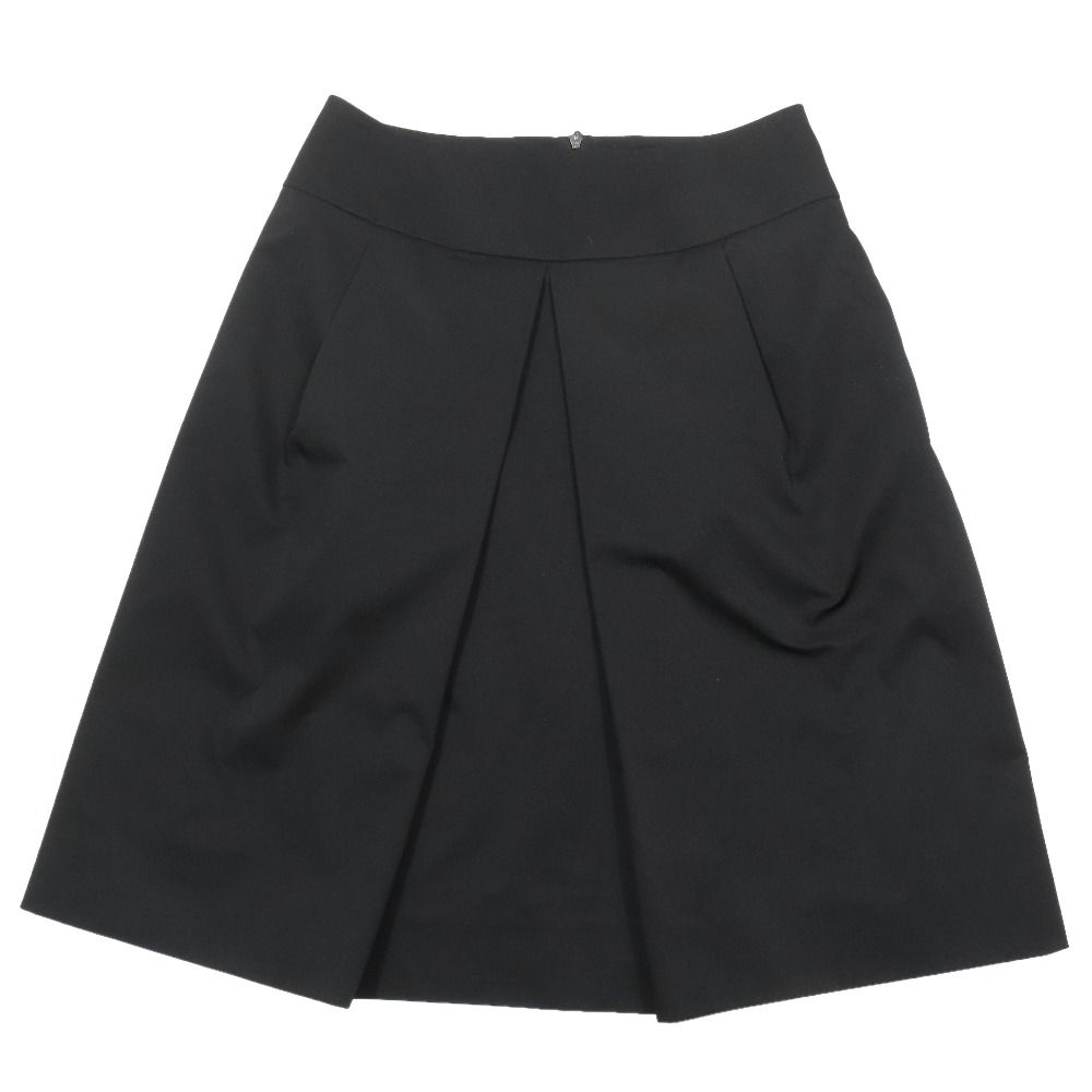 新品同様 FOXEY NEW YORK フォクシー ニューヨーク ボックスタック プリーツ フレアスカート ハーフ 膝丈 38 ブラック レディース 古着 中古 USED