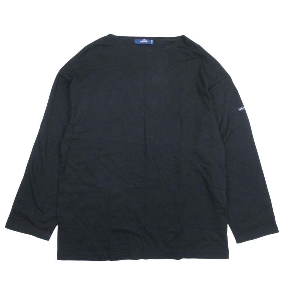 美品 SAINT JAMES セントジェームス Tシャツ 長袖 カットソー ボートネック トップス コットン 6/L 黒 ブラック メンズ 古着 中古 USED