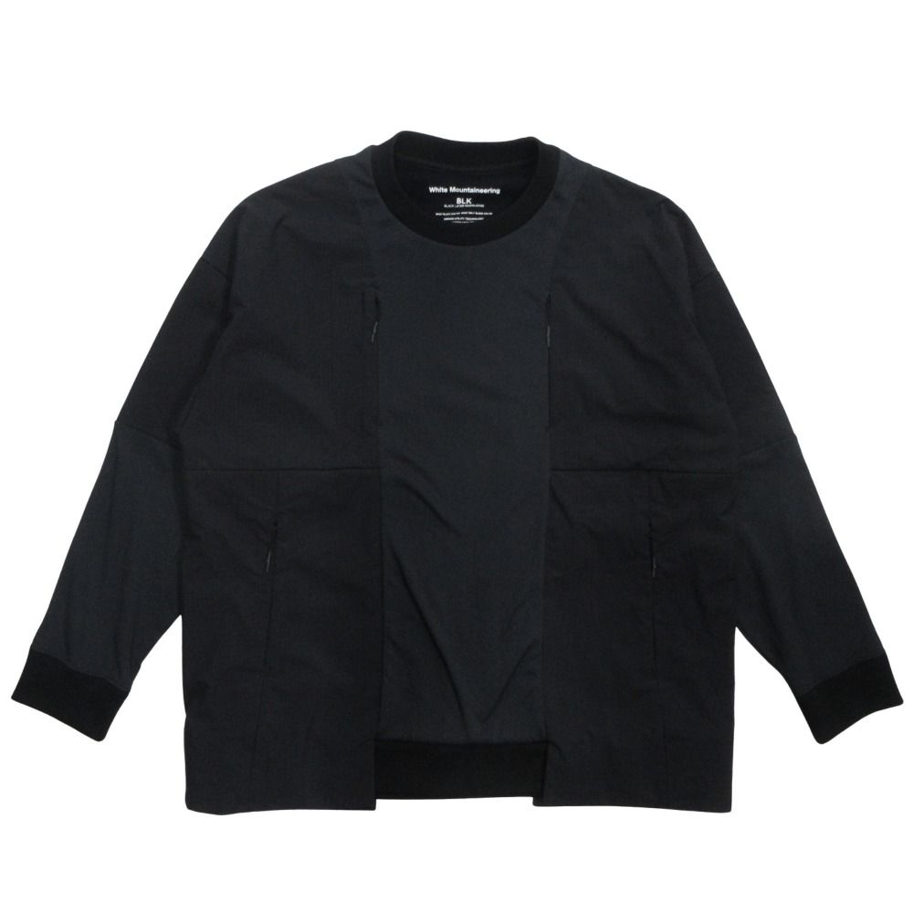 美品 WHITE MOUNTAINEERING ホワイトマウンテニアリング ナイロン プルオーバー スウェット トレーナー 裏起毛 丸首 1 黒 ブラック メンズ 古着 中古 USED