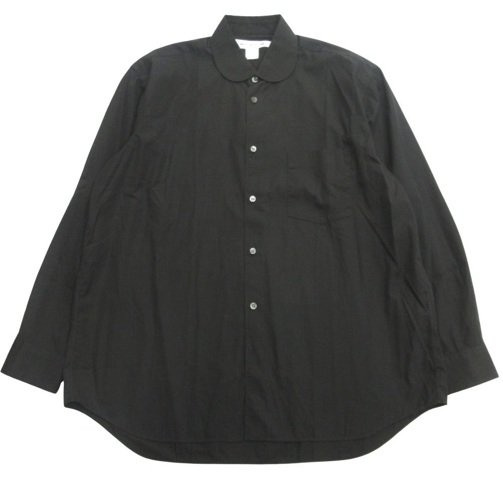 新品同様 COMME des GARCONS SHIRT コムデギャルソンシャツ FOREVER フォーエバー ワイドクラシック ラウンドカラー シャツ M ブラック メンズ 古着 中古 USED