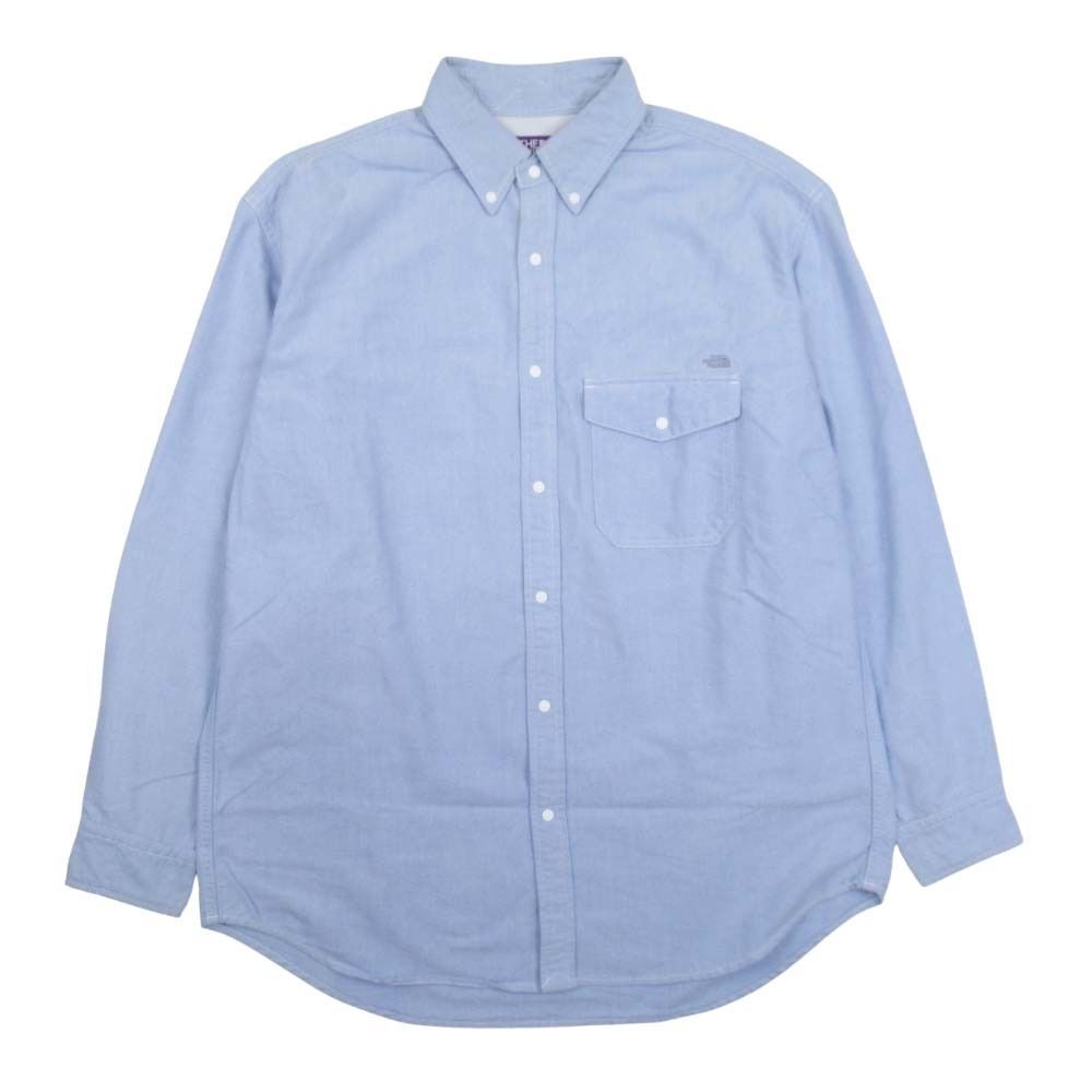 美品 THE NORTH FACE PURPLE LABEL ザノースフェイスパープルレーベル オックスフォード BDシャツ トップス M ライトブルー メンズ 古着 中古 USED