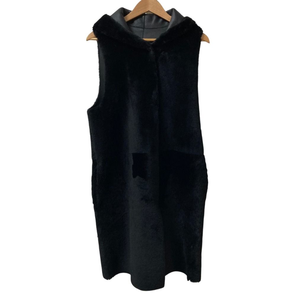 美品 22AW Theory セオリー LOFTY SHEARLING MARIZ 2 リバーシブル ムートン ロングジレ サイズS ブラック レディース 古着 中古 USED